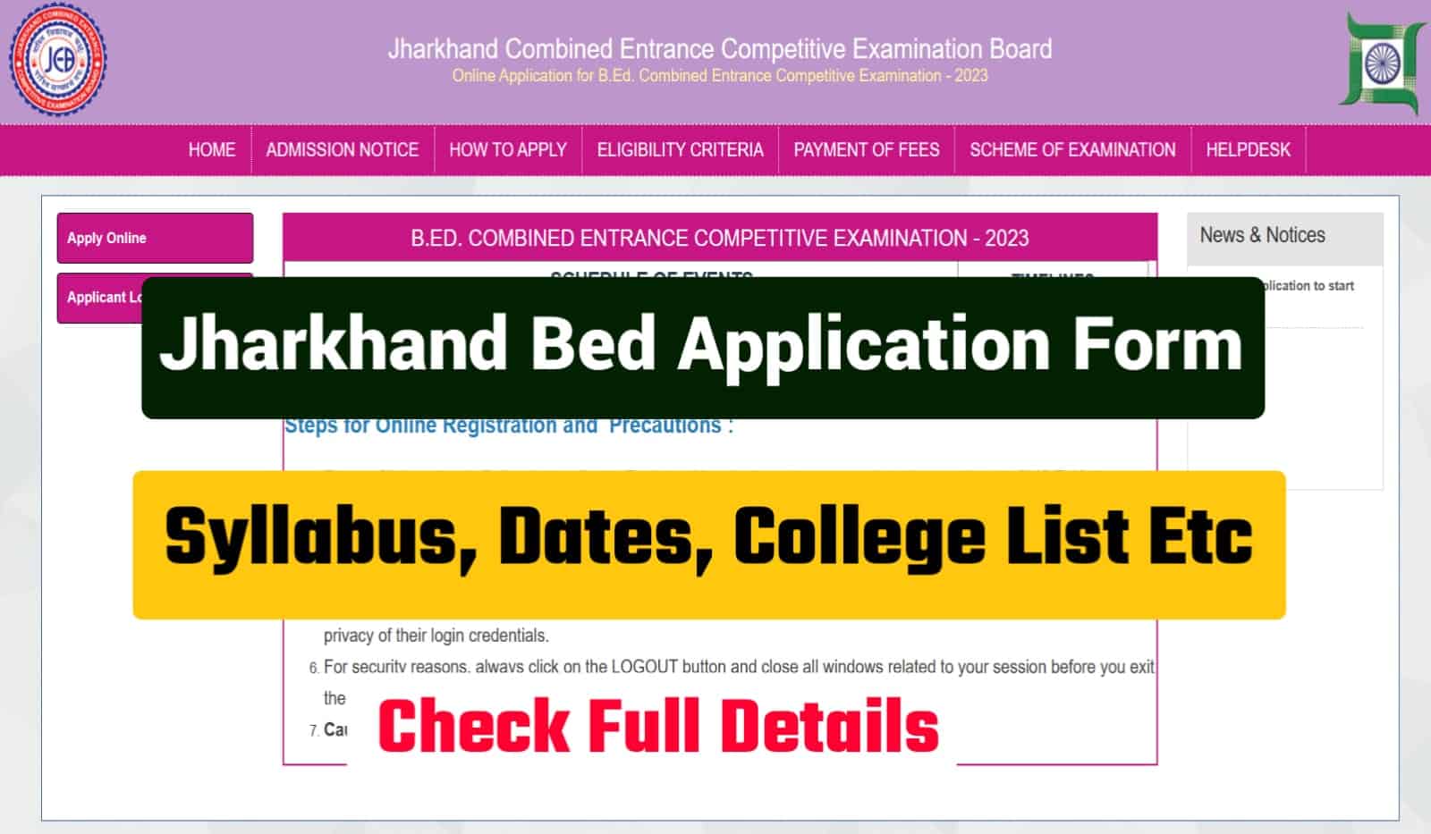 Jharkhand Bed Admission Form 202325 Big Update [Apply Now] » Jharkhand Lab