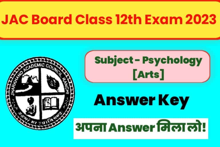 JAC 12th Psychology Exam Answer Key 2023