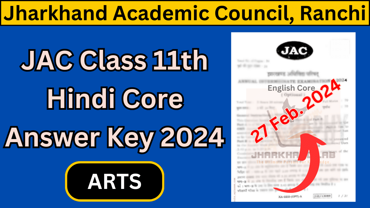 JAC 11th Hindi Core Answer Key 2024