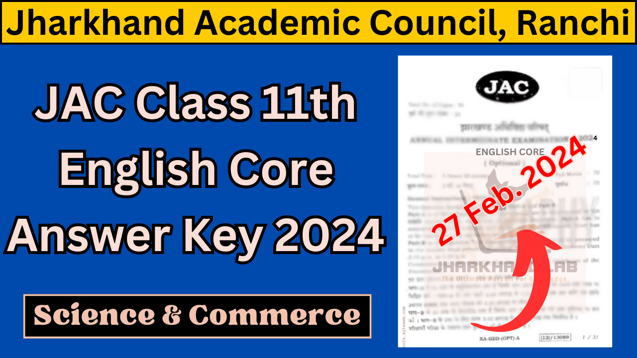 JAC 11th English Core Answer Key 2024 [ Science & Commerce ]