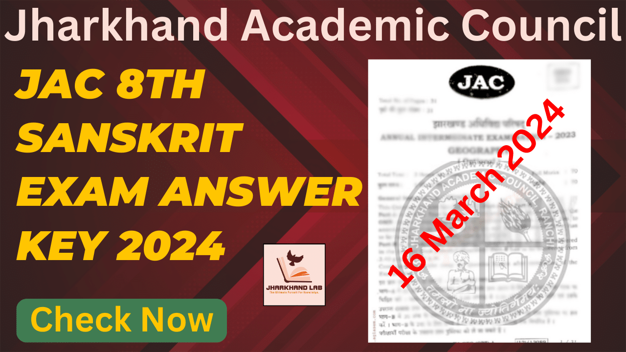 JAC 8th Sanskrit Answer Key 2024 [ Check Now ]