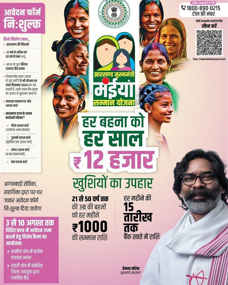 Jharkhand Mukhyamantri Mahila Samman Yojana 2024 Notification